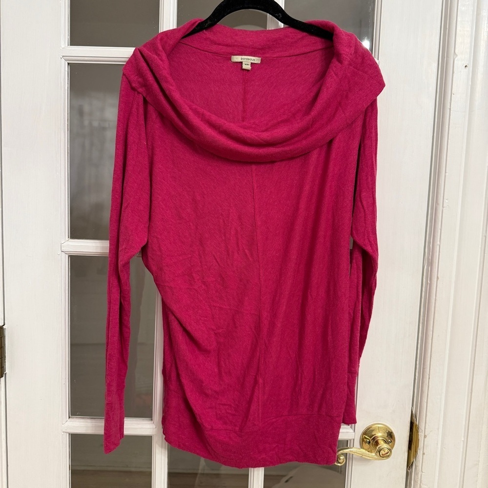 BORDEAUX Women's Pink Cowl Neck Long Sleeve Knit Top Size M